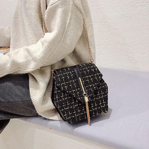 Fashion All-Match Woolen Chain Shoulder Bag - amazitshop