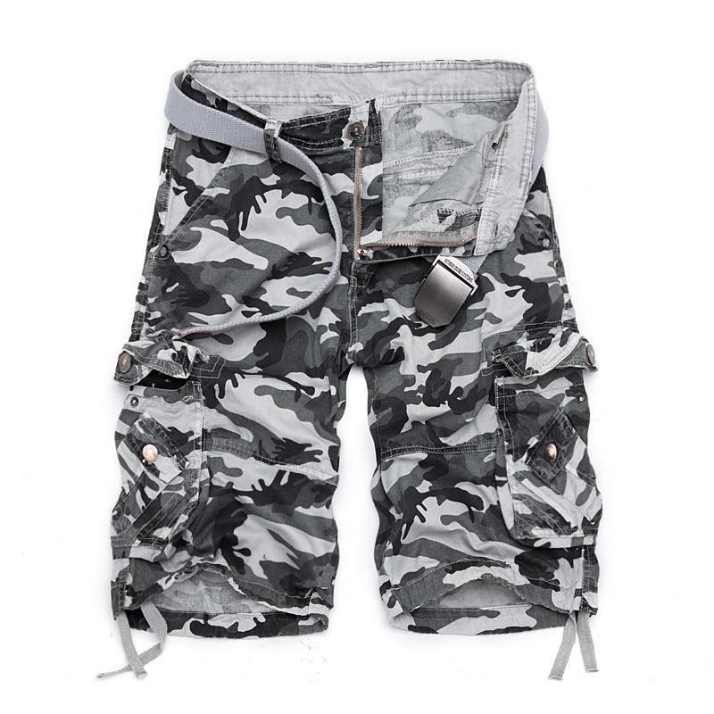 Men's Loose Casual Camouflage Overalls Large Size Multi-pocket Five-point Pants Men's Beach Pants - amazitshop