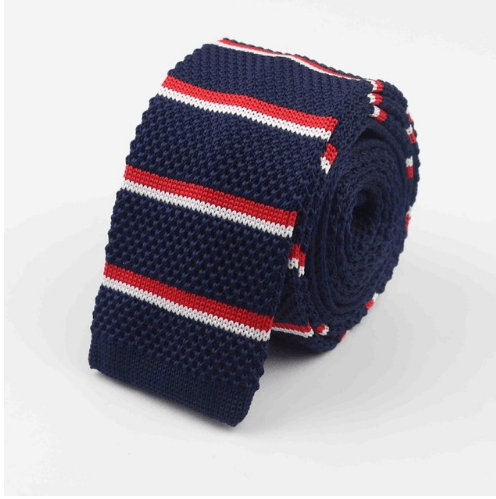 Men Knitted Knit Leisure Striped Ties Fashion Skinny Narrow Slim Neck Ties For Men Skinny Woven Designer Cravat - amazitshop