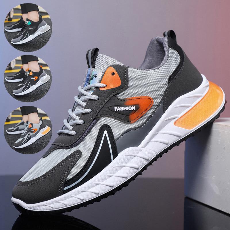 Color-blocked Sneakers Fashion Breathable Lace Up Mesh Sports Shoes For Men Casual Outdoor Running Walking Shoes - amazitshop
