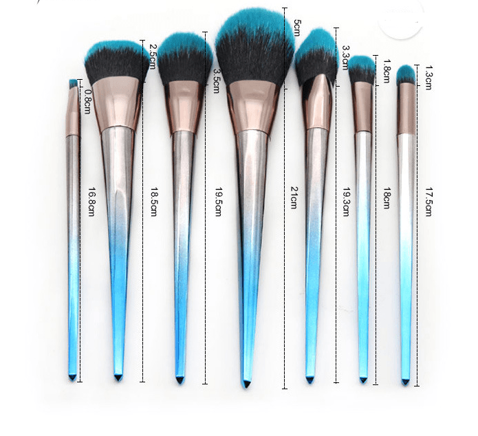 7 diamond makeup brushes blue black gradient - amazitshop