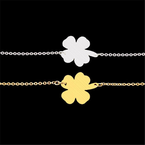 Four Petals Three Leaf Bracelet Charm Woman Jewelry Stainless Steel Friend Gift - amazitshop