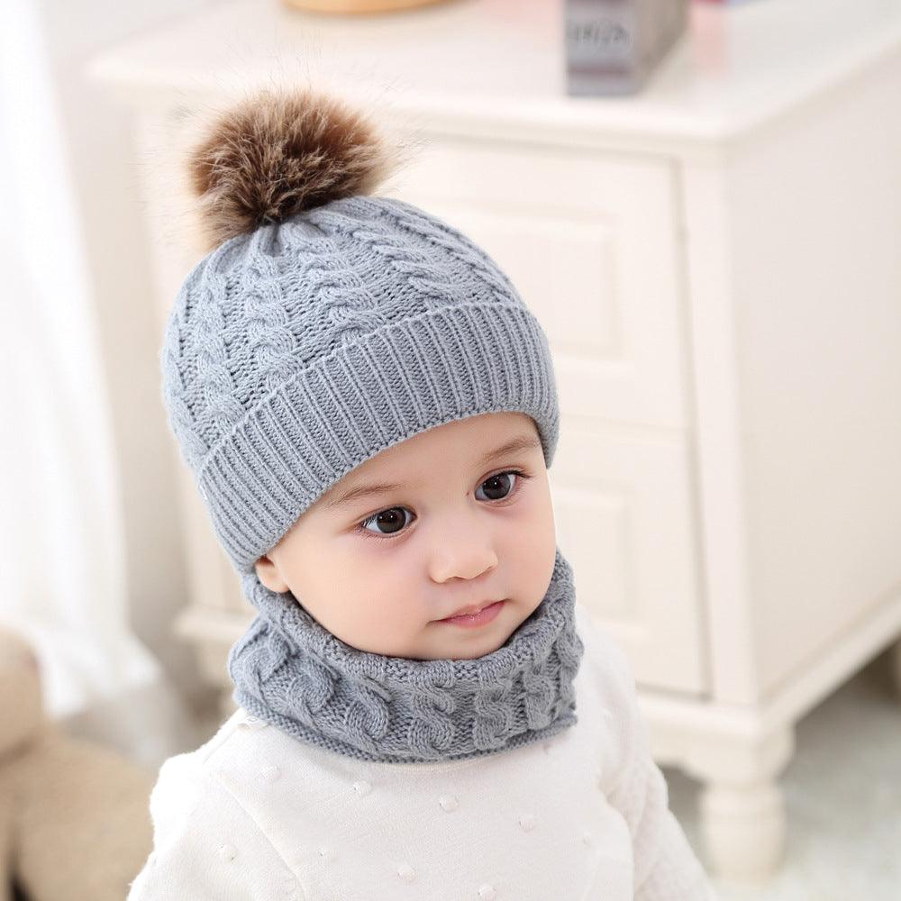 Baby Warm Woolen Cap Toddler Hat Baby Girls Boys Winter Warm Knitted Wool - amazitshop
