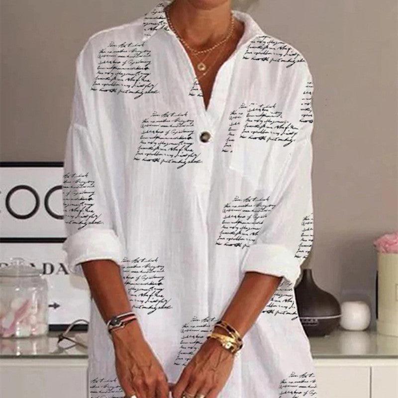 Letter Printed Slim Shirt Dress Women - amazitshop