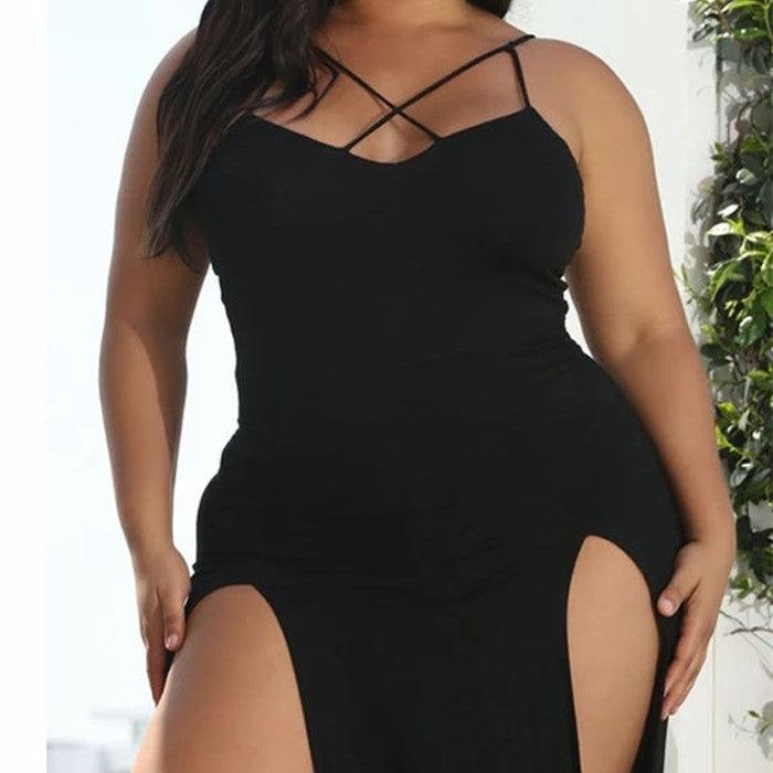 Plus Size Fat Women Dresses Summer Sling Big Dress