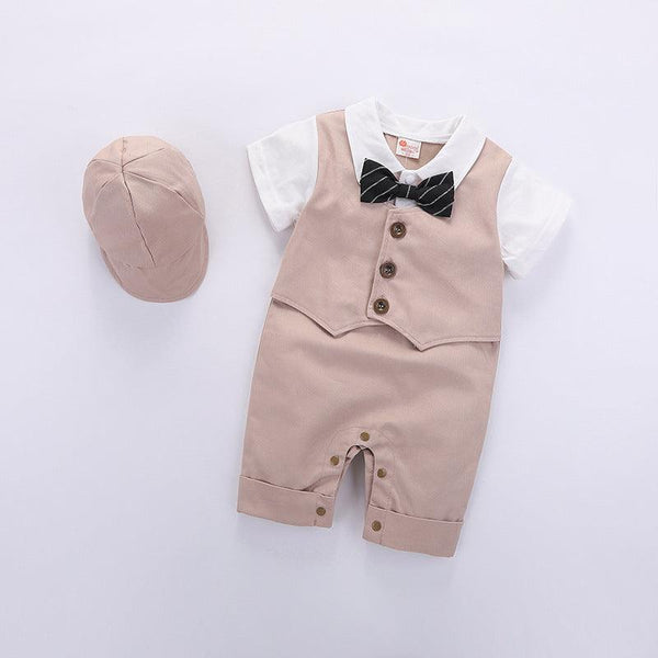 Fashion Baby Clothing Summer Short Sleeve Gentleman Jumpsuit Romper - amazitshop