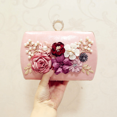 High quality luxury handmade flowers evening bags brand dinner clutch purse with chain flower banquet bags - amazitshop