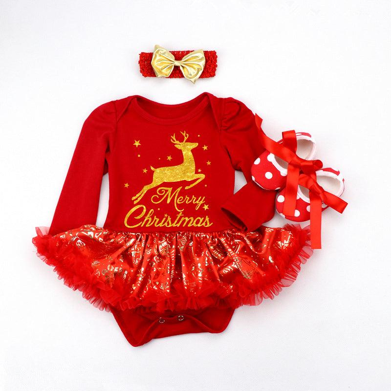 Newborn Baby Christmas Long Sleeve Romper Dress
