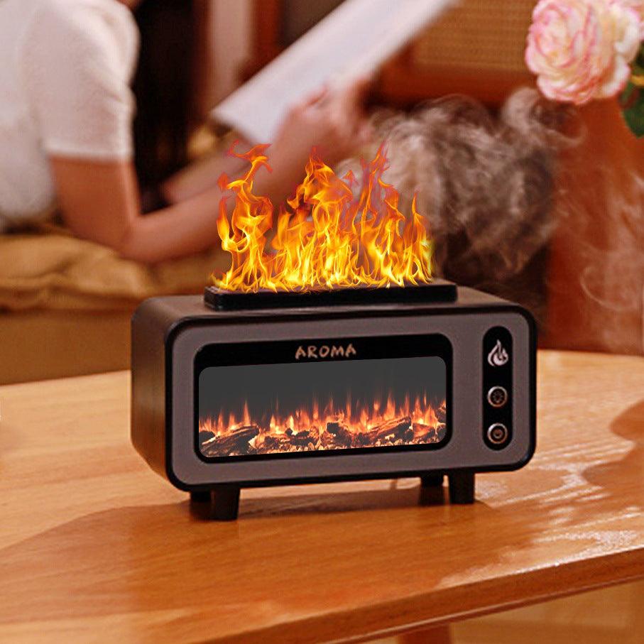 Retro Fireplace Aroma Diffuser Simulation Flame Creative Desktop Humidifier - amazitshop