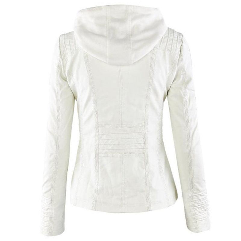 Women's Short Leather Pu Leather Jacket - amazitshop