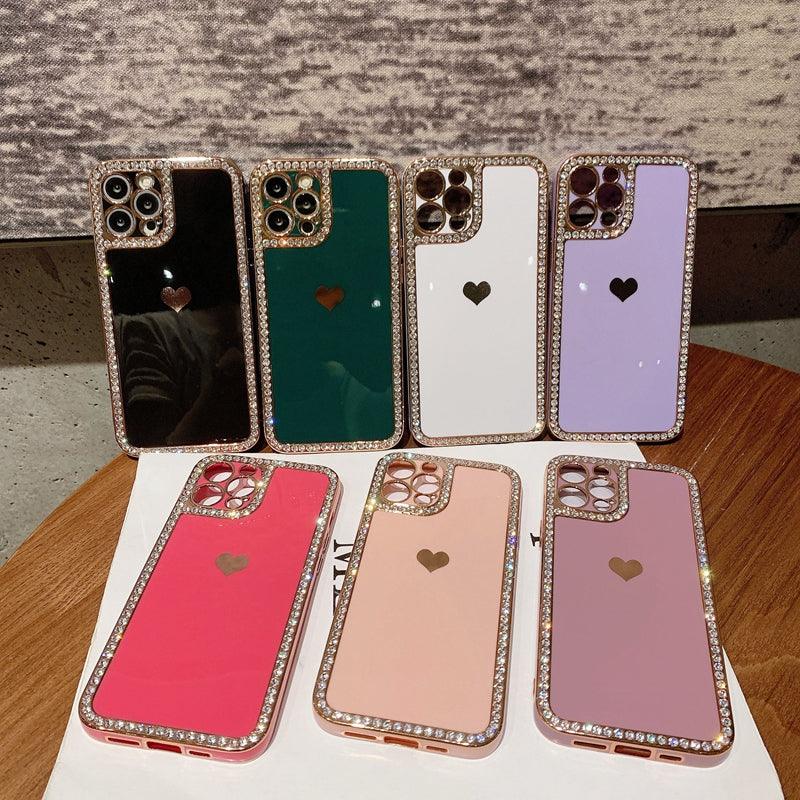 Phone Case Accessories Love Crystal Diamond Edge Electroplating Protective Cover - amazitshop