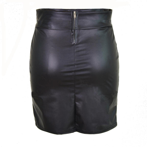 Plus Size Women's High Waist Bag Hip Bust Faux Leather Skirt - amazitshop