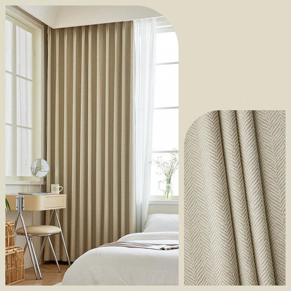 Home Fashion Herringbone Pattern Chenille Blackout Curtains - amazitshop