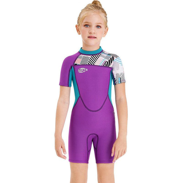 Girls Snorkeling, Surfing, Sunscreen And Cold-Proof Autumn And Winter Short-Sleeved Swimwear - amazitshop
