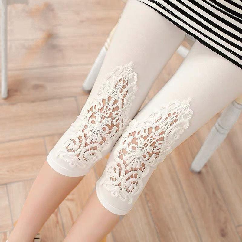 Women's Stretch Slim Fit Slim Hollow Lace Leggings - amazitshop