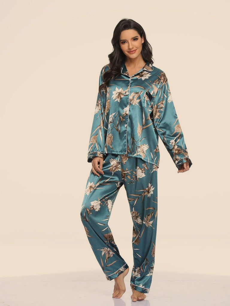 Two-piece Stretch Satin Home Wear Pajamas Women - amazitshop