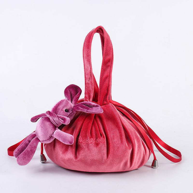 New Cartoon Rabbit Ears Velvet Cosmetic Bags Makeup Bag Happy Easter Party Self-Adhesive Gift Bag For Girls - amazitshop
