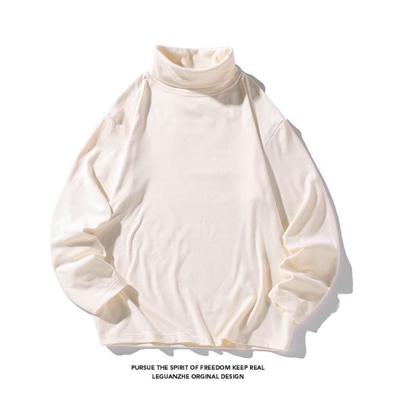 Hong Kong Style White Bottom Plus Size Dralon Turtleneck Bottoming Shirt - amazitshop
