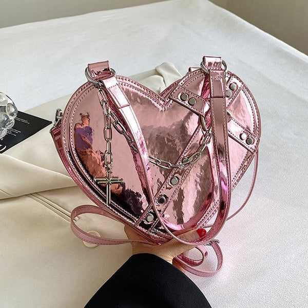 Chain Heart-shaped Bags Large Capacity Love Shoulder Bag For Women Valentine's Day - amazitshop