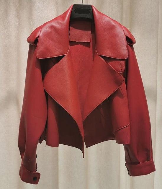 Leather Jacket Women New Outerwear Large Retro - amazitshop