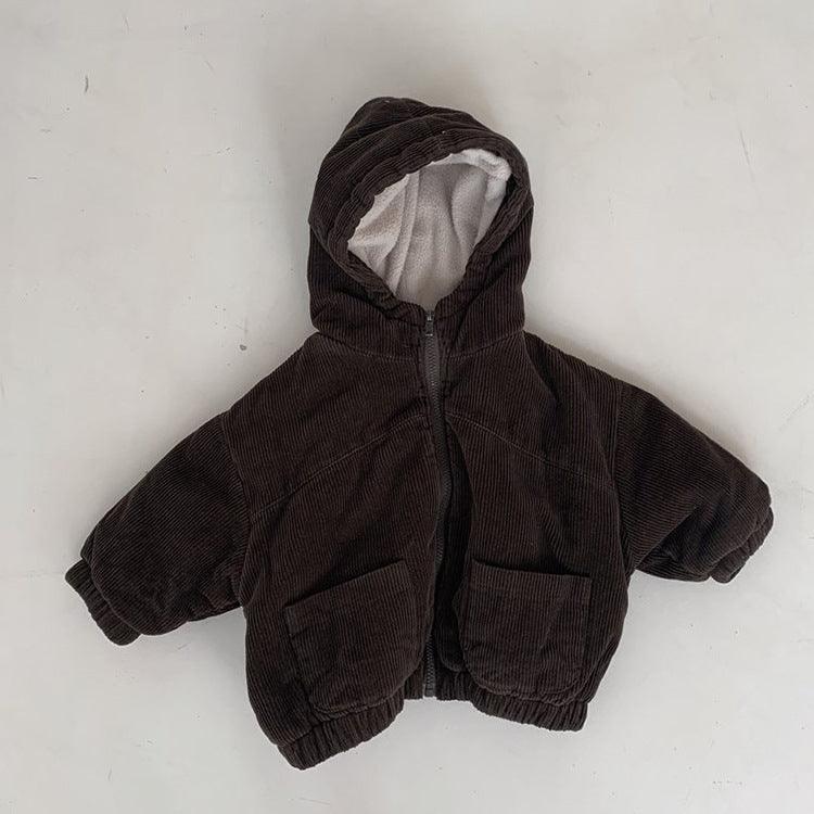 Fashionable Winter Boys' Retro Corduroy Thickened Zipper Cardigan Jacket - amazitshop