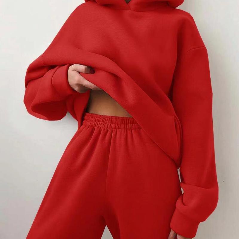 Women's Casual Hooded Sweater Two-piece Suit Clothes Hoodie Tracksuit - amazitshop