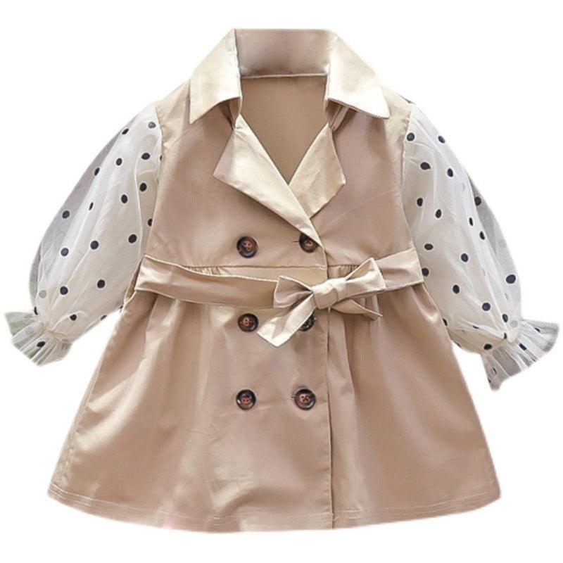 Girls' Mid-length Thin Outerwear Trench Coat - amazitshop