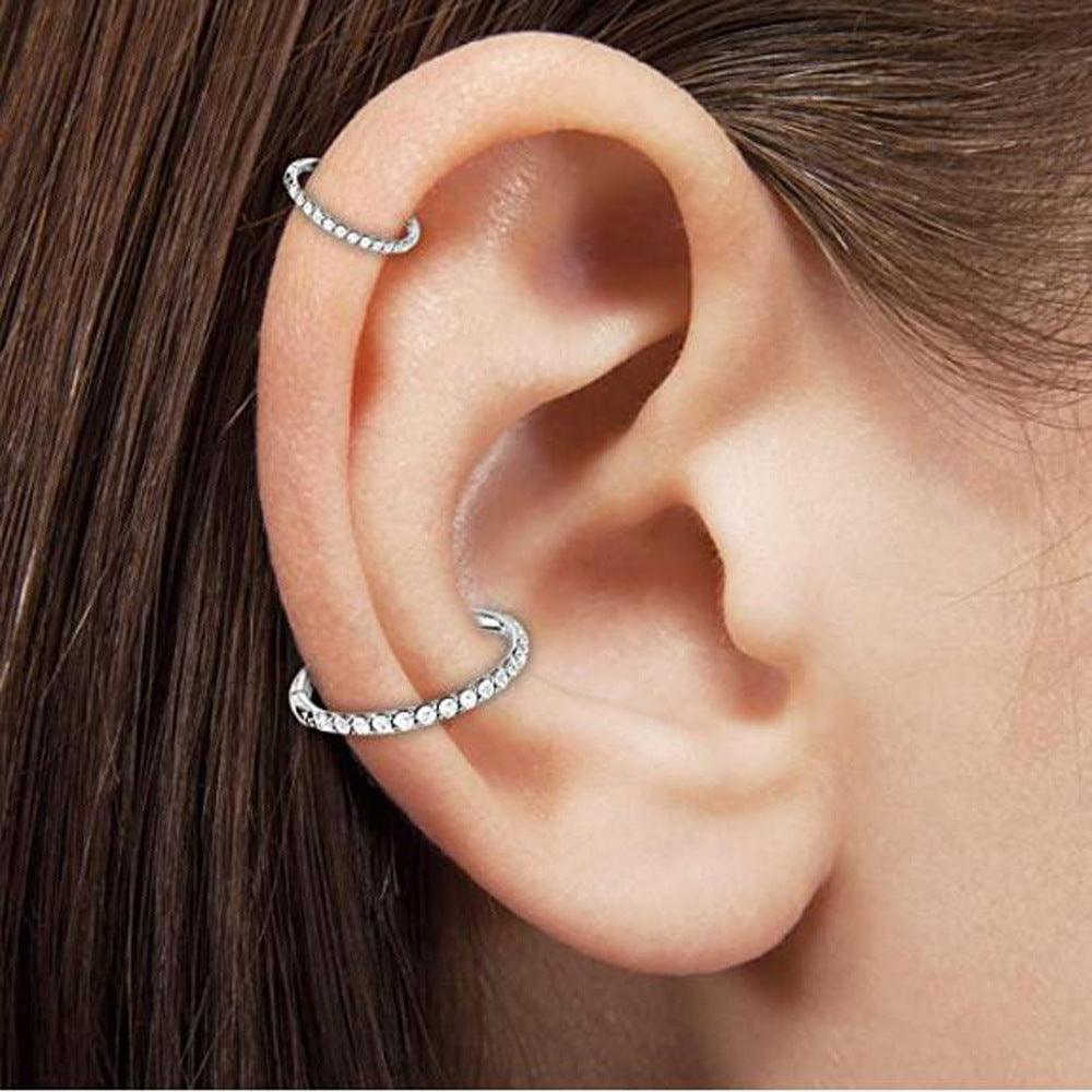 Titanium Body Piercing Jewelry Round Side Zirconia Earrings - amazitshop