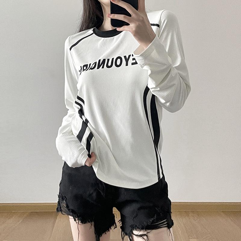 Fashion Tops Women Letter Print Casual Knitted Female Autumn And Winter Loose - amazitshop