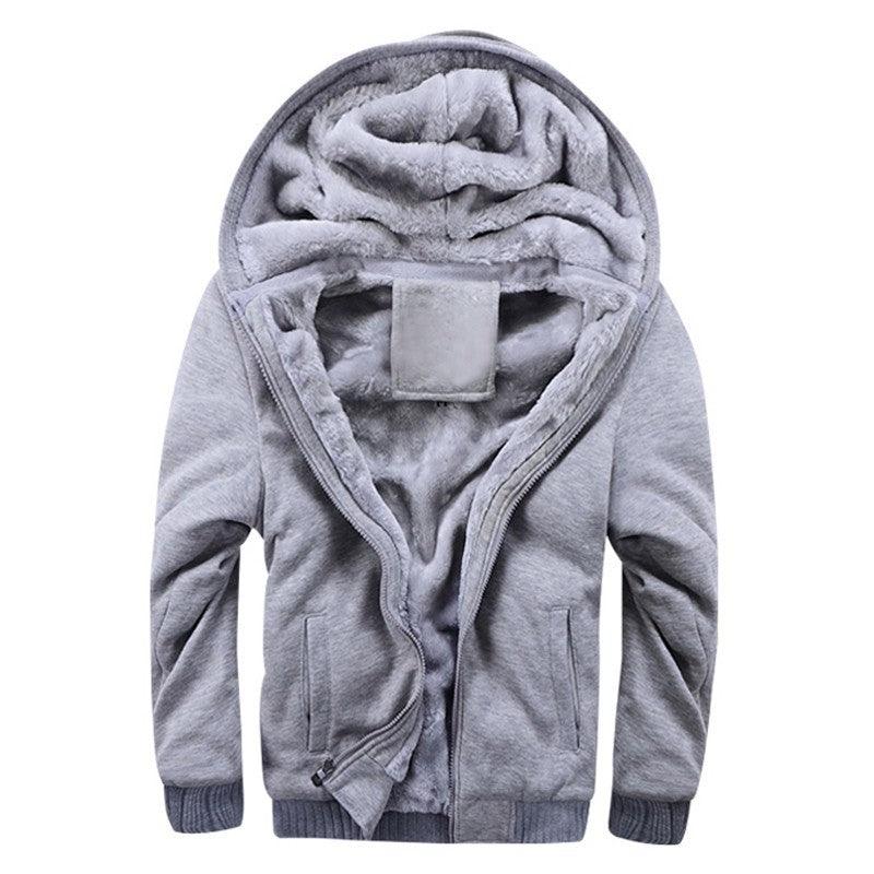winter men hoodies add wool jacket hooded coat men - amazitshop