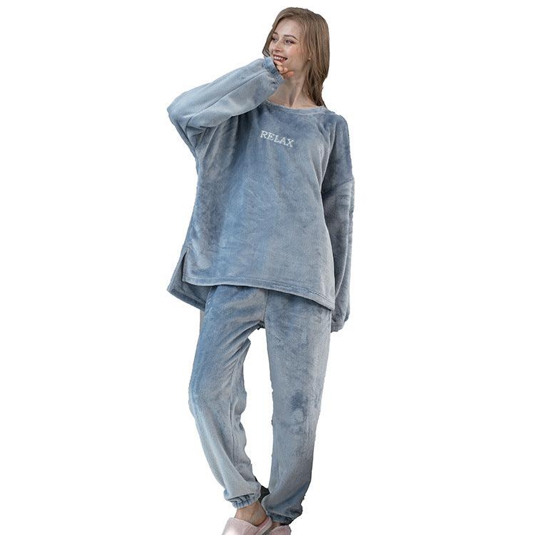 Flannel Pajamas Sets Winter Home Clothes For Women Men Sleepwear Couple - amazitshop