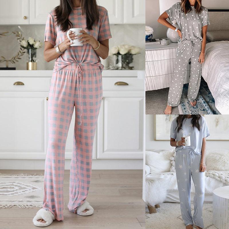 Women Printed Two-Piece Pajamas Suits - amazitshop