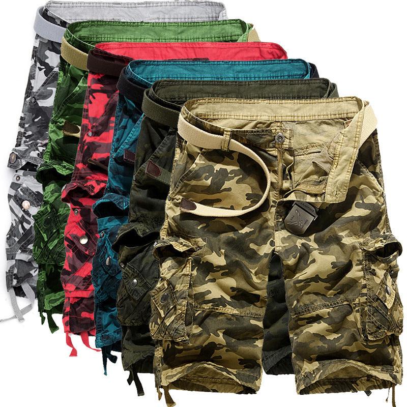 Men's Loose Casual Camouflage Overalls Large Size Multi-pocket Five-point Pants Men's Beach Pants - amazitshop
