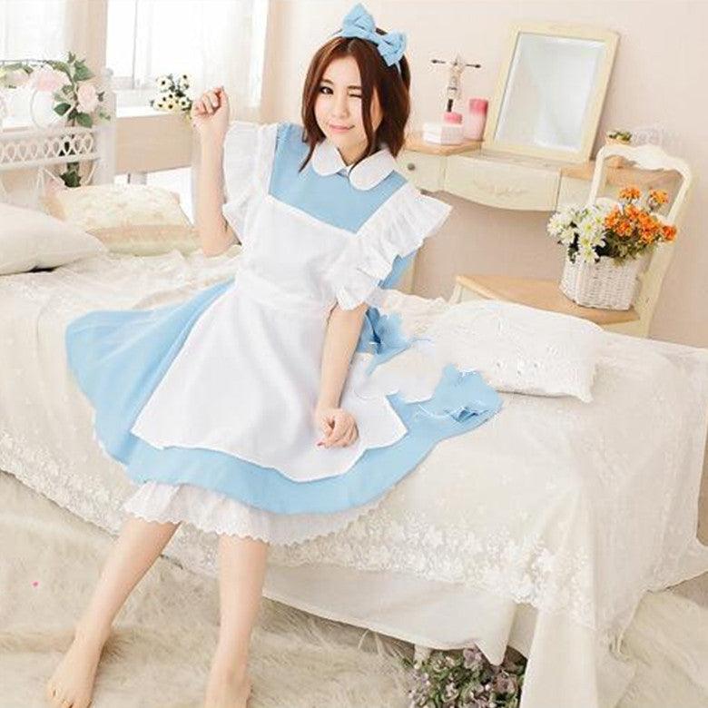 Cute Water Blue Maid Ware COS Anime Clothing Performance Costume