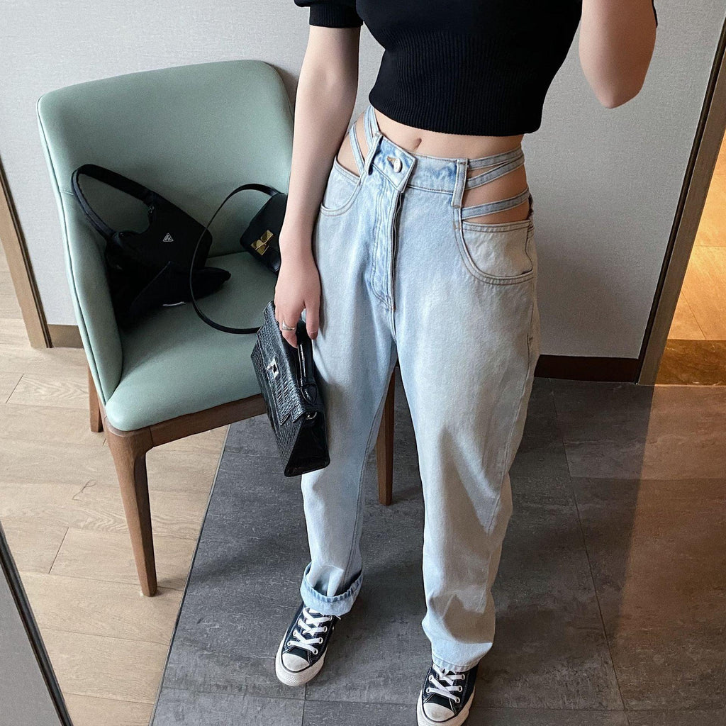 Cut-out waist jeans - amazitshop