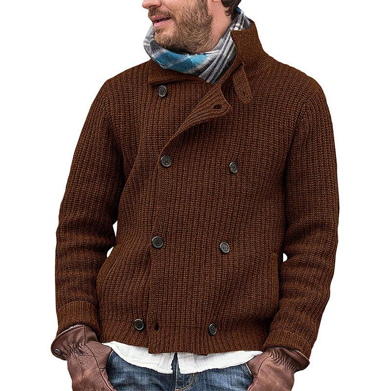 Large Size Sweater Men's Solid Color Button Knit Jacket - amazitshop