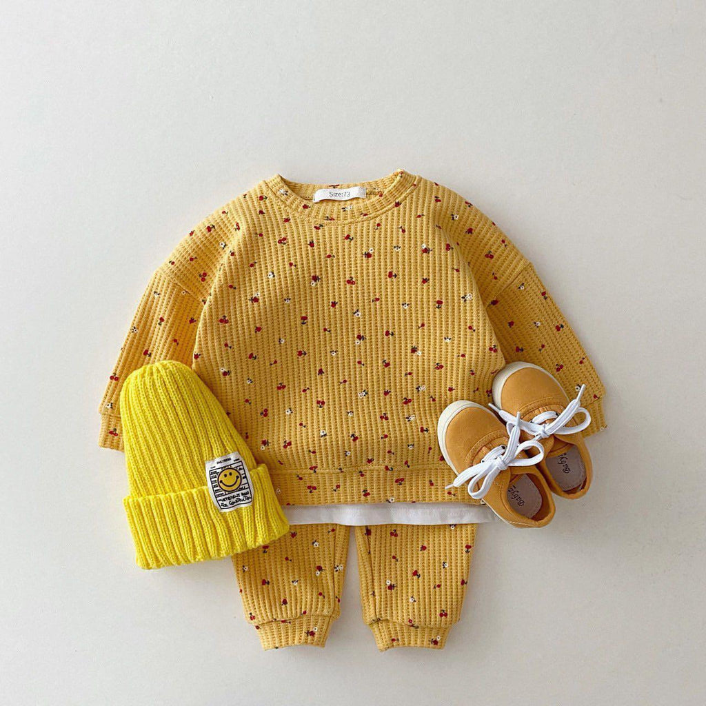 Infant & Kids Waffle Sweatshirt Casual Set - amazitshop