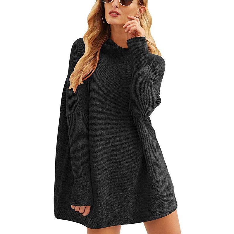 Tops Pullovers High Neck Loose Knit Sweater Women - amazitshop