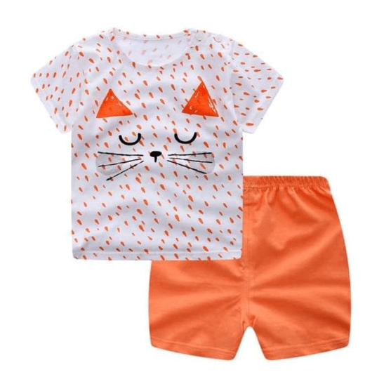 New children's summer children's clothing short-sleeved suit cotton boy girls small children cartoon summer two-piece - amazitshop