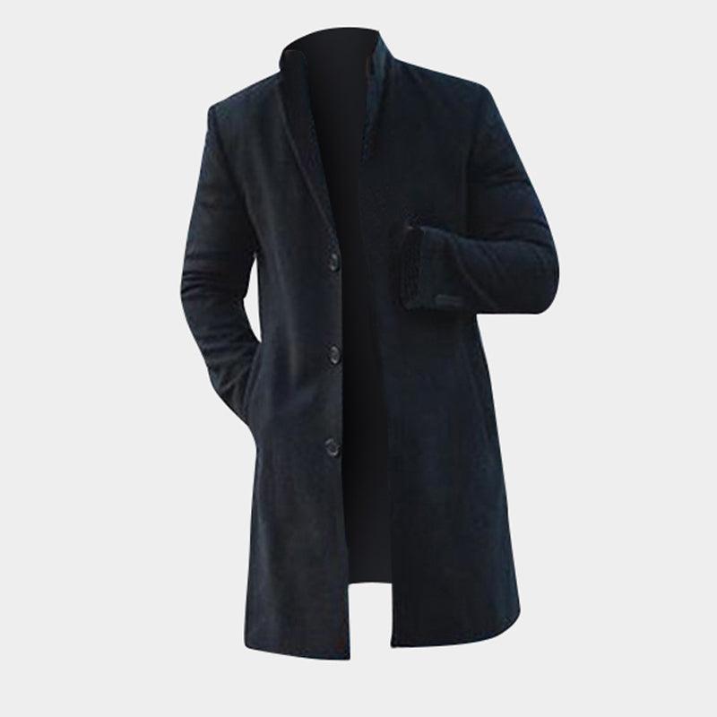 Fashion Winter Men's Trench Long Jackets Coats Overcoat Classic Jackets Solid Slim Fit Outwear Hombre Men Clothes Khaki Black - amazitshop