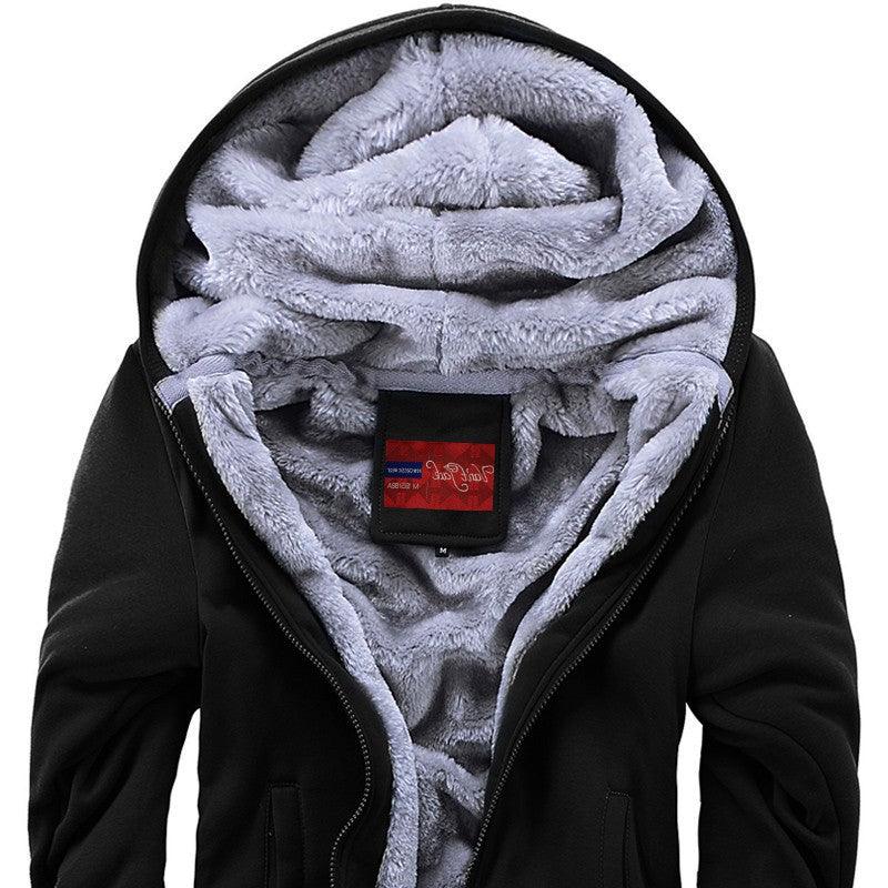 winter men hoodies add wool jacket hooded coat men - amazitshop