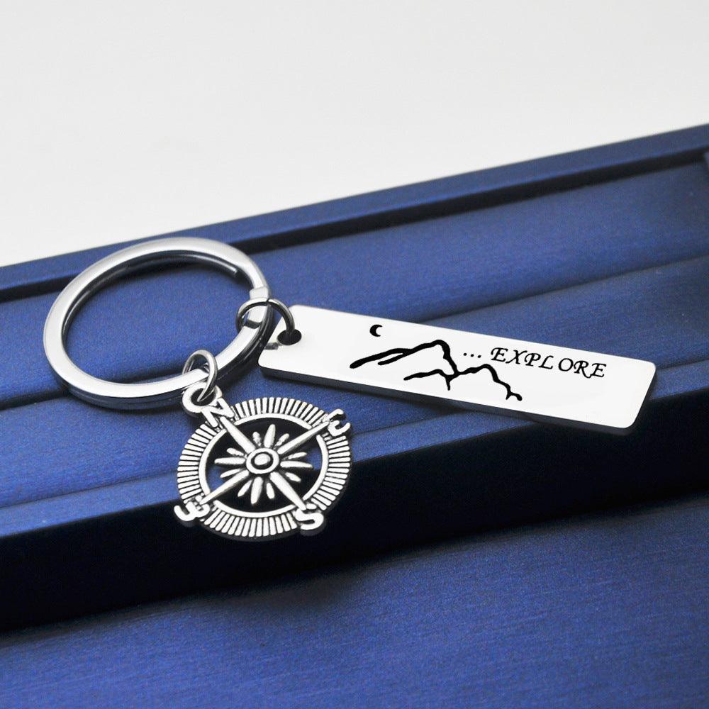Explore Compass Stainless Steel Keychain