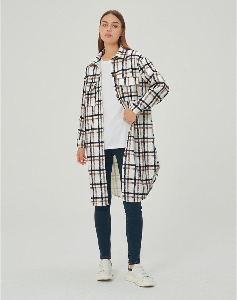 Women's Long Sleeve Plaid Print Shirt - amazitshop