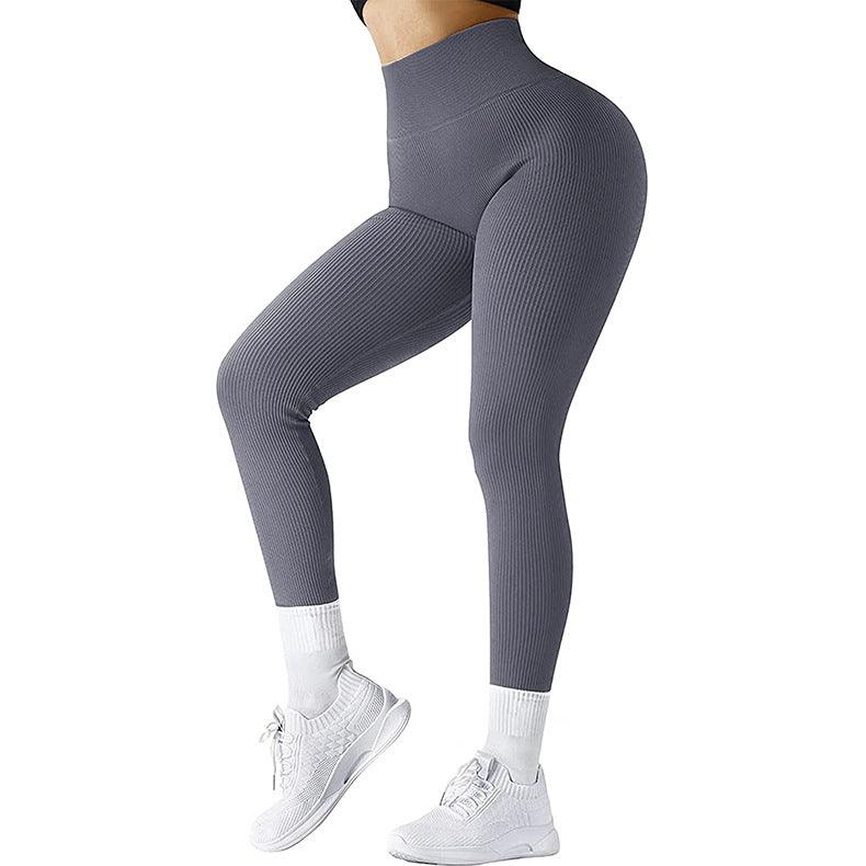 High Waist Seamless Leggings Threaded Knitted Fitness Pants Solid Women's Slimming Sports Yoga Pants Elastic Running Sport Leggings - amazitshop