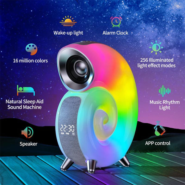 Conch Smart RGB Atmosphere Light Bluetooth Speaker Alarm Clock Wake-up Lamp White Noise Machine For Sleeping Baby APP Control - amazitshop