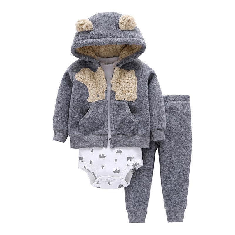 Polar Fleece Hooded Zip Romper Set - amazitshop