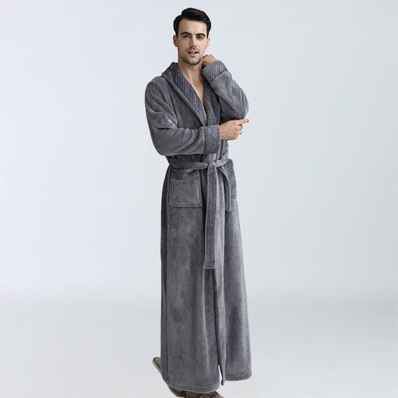 Men's Winter Coral Fleece Nightgown Homewear Thickened Pajamas - amazitshop