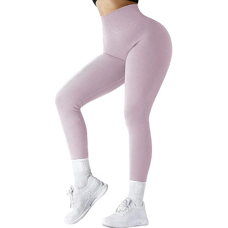 High Waist Seamless Leggings Threaded Knitted Fitness Pants Solid Women's Slimming Sports Yoga Pants Elastic Running Sport Leggings - amazitshop