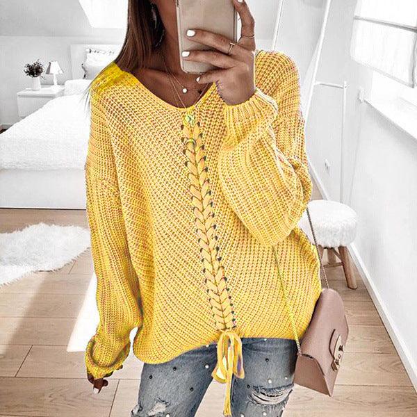 Loose knit tops for women's sweaters - amazitshop