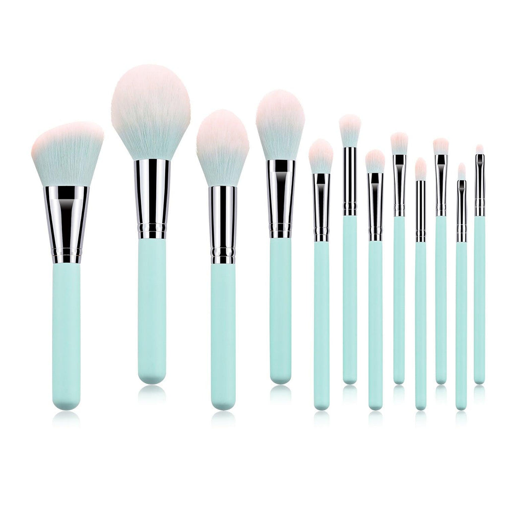 12 light blue makeup brushes - amazitshop